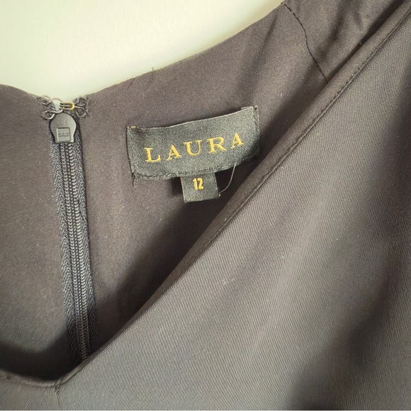 Laura Charcoal Puff Sleeve Fit & Flare Dress – Size 12 - Picture 4 of 5